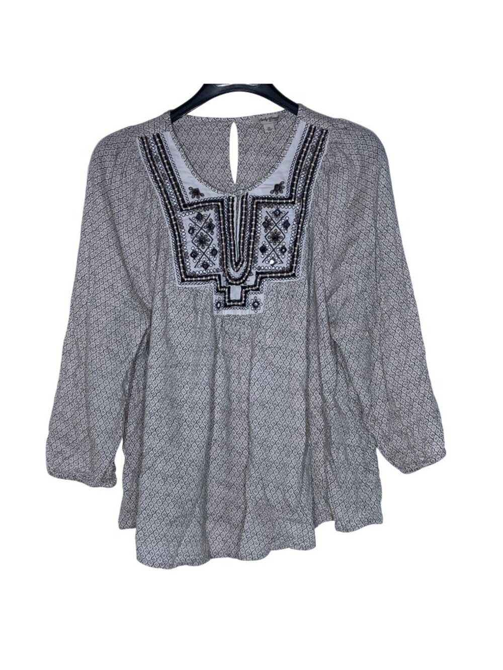 Lucky Brand Floral Embroidered Boho Peasant Top Sz XL Country Cottage - Picture 1 of 5